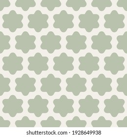 Vector seamless geometric vintage pattern. Abstract retro background design. Simple monochrome repeating rounded floral shapes.