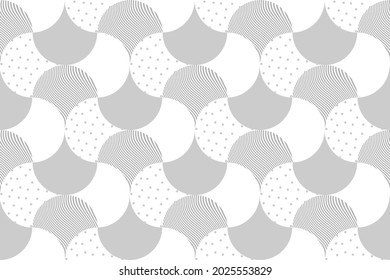 Vector seamless geometric vintage pattern. Abstract retro background design. Round lines stylish background. Simple repeating elements.