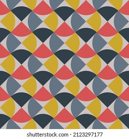 Vector seamless geometric vintage pattern. Abstract retro background design. Simple multicolor repeating elements