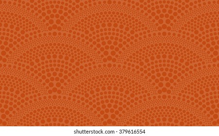 Vector seamless geometrical background with fish scale layout fan shaped ornate elements - orange