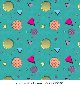 vector seamless geometrical pattern background. Abstract retro design, 80s, 90s