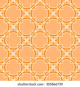 Vector seamless geometrical pattern. Decorative vintage orange texture. Retro background for cards, invitations and others. 