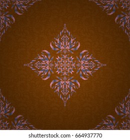 Vector seamless geometrical patterns. Retro digital paper. Vintage textures. Decorative background for cards, invitations, web design in pink, blue and brown colors.