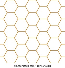 Vector seamless geometry pattern hexagon, gold color. Geometric honeycomb background.