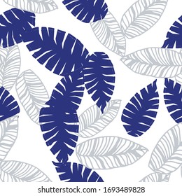 Vector Seamless Geometry Print. Savage Floral Line Pattern. Collage Engraving Repeat White Ornament. Tropically Graphic Background. Vector Endless Style.