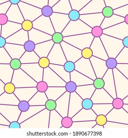 Vector seamless geometry wire pattern, triangle and dot mosaic in pastel colors. Geometric background for fabric, scrapbooking, wallpaper, wrapping.