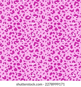 Vector seamless glamour pink leopard pattern. Luxury wildlife repeat. Jaguar fur safari seamless backdrop. Hand-drawn animal fur pattern. Cheetah panther surface pattern. Leopard print background