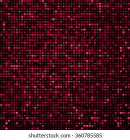 Vector seamless glitter mosaic pink heart texture for Valentine's Day.