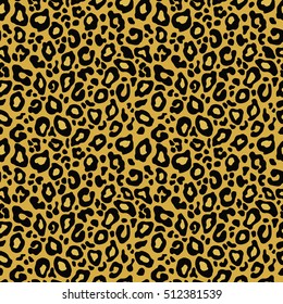 Vector seamless gold background. Animal leopard black pattern print