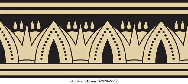Vector seamless gold and black Egyptian ornament. Endless border, ancient Egypt frame.
