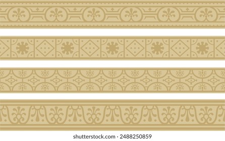 Vector seamless gold border, Pompeii frame. Endless Neopolitan ornament. Art of Ancient Rome.
