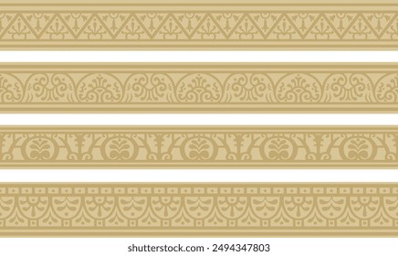 Vector seamless gold border, Pompeii frame. Endless Neopolitan ornament. Art of Ancient Rome.
