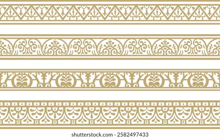 Vector seamless gold border, Pompeii frame. Endless Neopolitan ornament. Art of Ancient Rome.
