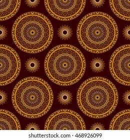 Vector Seamless Gold Floral Mandala Pattern