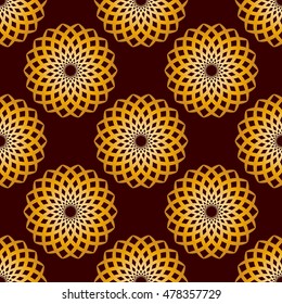Vector Seamless Gold Floral Mandala Pattern
