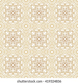 Vector seamless gold pattern with art ornament. 