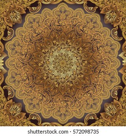 Vector seamless Gold pattern. Ethnic Mandala ornament. Oriental pattern, vector illustration. Islam, Arabic, Indian, moroccan, spain, turkish, pakistan, chinese, mystic, ottoman motifs.