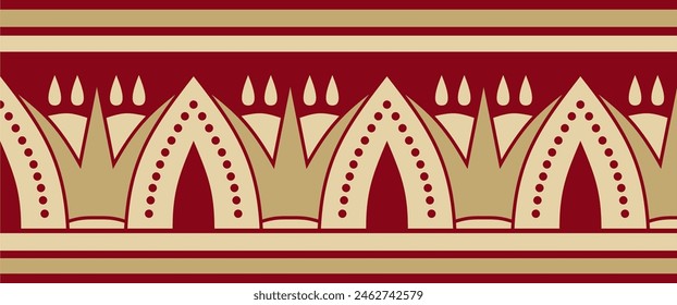 Vector seamless gold and red Egyptian ornament. Endless border, ancient Egypt frame.
