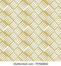 Vector seamless gold and white irregular grid hatching with triangles.Modern stylish texture
