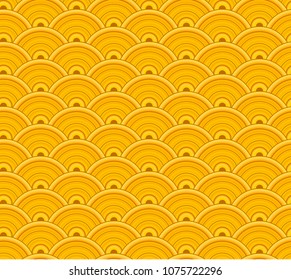 Vector Seamless Golden Asian Oriental Pattern, Geometric Ornament, Traditional Background.