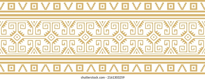 Vector seamless golden border ornament. Native American tribes framework.