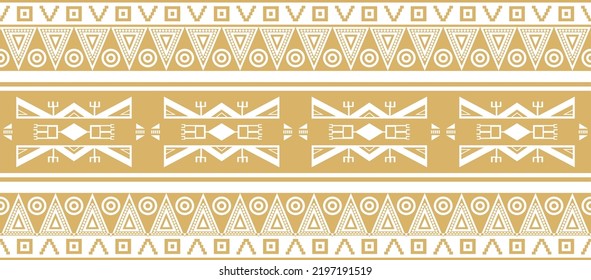 Vector seamless golden border ornament. Native American tribes framework.