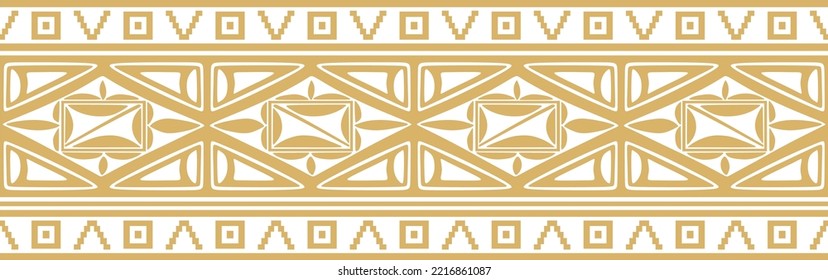Vector seamless golden border ornament. Native American tribes framework.