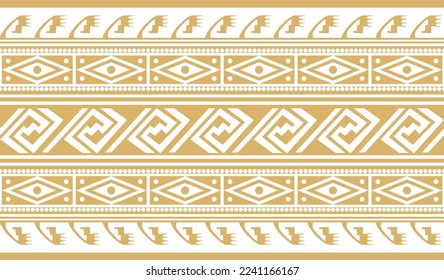 Vector seamless golden border ornament. Native American tribes framework.