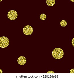 Vector seamless golden dots patter. Glittering dots background illustration.