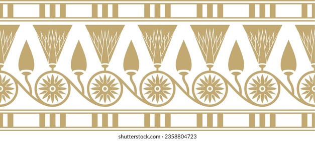 Vector seamless golden Egyptian ornament. Endless border, ancient Egypt frame.
