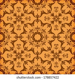 Vector seamless golden floral pattern, transparency effects and gradient mesh applied