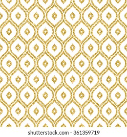 Vector seamless golden geometric retro pattern. Abstract background made with curved lines.