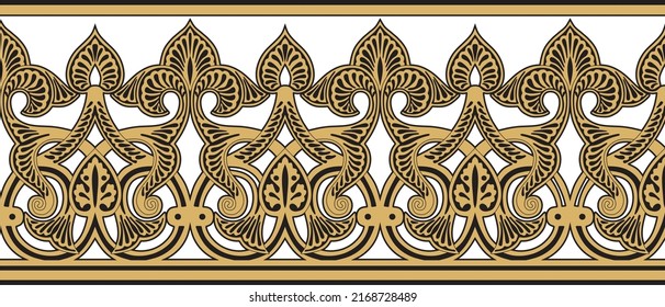 Vektor nahtlose goldene orientalische Ornamente. Endlose arabisch gemusterte Grenze, Rahmen. Persermalerei