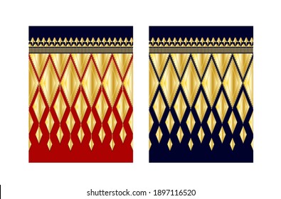 Vector seamless golden pattern. Geometric golden border. Vector clipart. Geometric vertical pattern with rhombuses