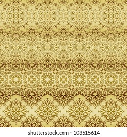 vector seamless golden patterns, oriental style, can be used as bookmarks, patterns, wrapping paper