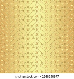 Vector seamless golden vintage pattern with lace curls