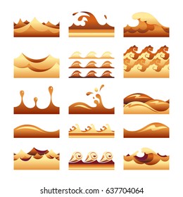 Vector seamless gradient cream, caramel and sand wave tiles set