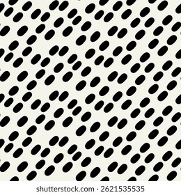  Padrão granulado sem costura do vetor. Fundo abstrato com camuflagem de forma livre pontos diagonais. Ovais orgânicos ásperos. Textura irregular monocromática.