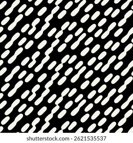  Padrão granulado sem costura do vetor. Fundo abstrato com camuflagem de forma livre pontos diagonais. Ovais orgânicos ásperos. Textura irregular monocromática.