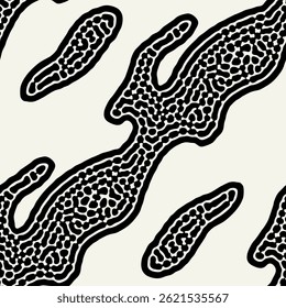 Padrão granulado sem costura do vetor. Fundo abstrato com camuflagem de forma livre pontos diagonais. Manchas orgânicas rugosas. Textura natural monocromática.