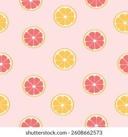 Vector seamless grapefruit slice pattern. Background for summer textile,fabric