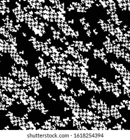 vector seamless graphical black and white houndstooth pattern. Disrupted pied-de-poule background design.
