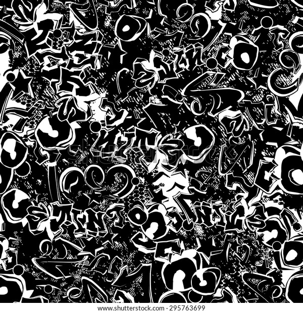 Vector Seamless Graphical Black White Graffiti Royalty Free