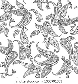vector seamless graphical ethnic paisley pattern. oriental allover backrgound design.