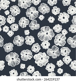 vector seamless graphical fantasy flower print