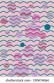vector seamless graphical fantasy funny wave zigzag dots print