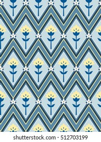 vector seamless graphical geometric rhombus oriental fantasy flowers with leaves pattern, modern gentle floral background wallpaper print design, stylized carnation flower, diagonal lines