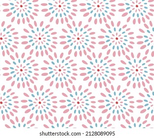 vector seamless graphical minimalistic stylized circles pattern. Splash drops seamless pattern. pink with blue pattern on white background. Doodle style.