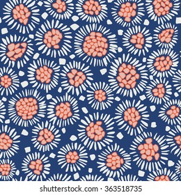 vector seamless graphical minimalistic unusual flower pattern, spring summer time, holidays, bright hand drawn minimalistic naive floral background, ditsy sketchy textile print