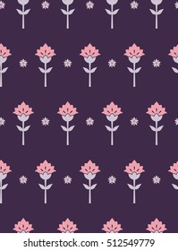 vector seamless graphical oriental fantasy flowers with leaves pattern, modern gentle floral background wallpaper print design, stylized carnation flower